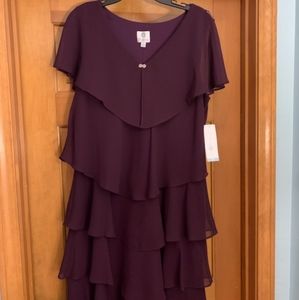 Eggplant tiered rhinestone caplet dress